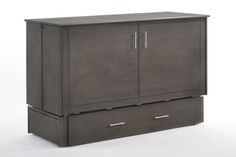 a large gray cabinet with two drawers