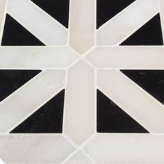 a black and white tiled floor with an union jack symbol