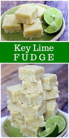 key lime fudge on a plate with limes