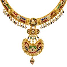 Add this vibrant Indian bridal jewelry set to your gown for your most important day! The Meenakari print made from colorful enamel brings a rich look of cultural egenace to this 22k gold jewelry design. Features • 22k yellow gold • Enamel • Meenakari print • BeadingVirani Jewelers bridal jewelry made from 22k gold brings together the beauty and significance of Indian culture and traditions. Find more beautiful 22k gold Indian bridal jewelry like this Meenakari jewelry set on our website.Specific Gold Indian Bridal Jewelry, Gold Jewelry Design, Indian Culture And Tradition, Indian Bridal Jewelry, Indian Bridal Jewelry Sets, 22k Gold Jewelry, Bridal Jewelry Set, Gold Bead Necklace, Indian Culture