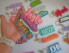 Decorate your bag or child's backpack with these fun personalized name tag keychains!  Choose your own color and font from the charts in the listing photos and make it your own!  These make great back to school items, gifts for teachers, party favors, or a "just because" gift! Glitter Stars style can be found here: https://www.etsy.com/listing/1680950008 Confetti Glitter Styles can be found here: https://www.etsy.com/listing/1499618022 Bulk orders for sports/dance/cheerleading teams and party fa Back To School Items, Name Keychains, Charm Party, Laser Cut Acrylic, Just Because Gifts, Glitter Stars, Gifts For Teachers, Bag Tag, Purse Charms