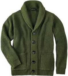 Fast Shipping Quality Product Great Support VOBOOM Men's Knitwear Button Down Shawl Collar Cardigan Sweater with Pockets 30%wool 30%acrylic 20%nylon 20%polyester Hand Wash Only Material: 30%wool 30%acrylic 20%nylon 20%polyester Knitted wool/nylon blend for warmth and durability Available in sizes Small through XX-Large; 3 classic solid colors for choosing Classic button-front shawl cardigan, 2 Front Patch Pockets, Casual Sweater Occasion: Casual,work,daily, outdoor,etc; TIPS: Machine Wash/Hand W Solid Cardigan With Button Closure For Winter, Winter Button-up Sweater With Button Closure, Cozy Solid Sweater Coat With Button Closure, Button-up Sweater With Buttons, Winter Shawl Collar Cardigan With Buttons, Green Knit Button-up Outerwear, Green Button-up Knit Outerwear, Knit Outerwear With Button Closure, Solid Knit Outerwear With Button Closure