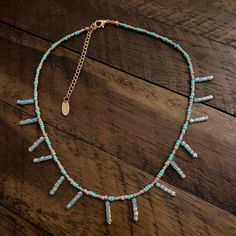 Dainty Turquoise/Grey Bead Necklace Like New! Never Worn! I Ship The Same Or The Next Day! :) Gray Beaded Necklace, Turquoise Grey, Grey Beads, The Next Day, Bead Necklace, Next Day, Womens Jewelry Necklace, New Color, The Next