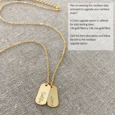 "This sweet necklace will quickly become one of your faves. Delicate and minimalist with dainty mini dog tag charms you can memorialize names or sayings. The necklace chain and dog tags are solid brass that has been plated in your choice of precious metal. The north star opal necklace is sold separately. Plan on wearing this daily? Upgrade your necklace chain https://etsy.me/2WAH4Mu ●Nickel free ●Length (adjustable): 17\"-19\" or 43.18 - 48.26cm ●Pendant Size: 5/8\" x 5/16\" or 15x7.5mm ●Arrives Minimalist Dog Tag Jewelry For Anniversary, Minimalist Jewelry With Adjustable Chain Dog Tag, Minimalist Dog Tag Charm Necklace As Gift, Minimalist Dog Tag Jewelry With Adjustable Chain, Minimalist Everyday Dog Tag Charm Necklaces, Minimalist Dog Tag Charm Necklace For Gift, Minimalist Personalized Dog Tag Jewelry, Everyday Dog Tag Jewelry For Mother's Day, Dog Tag Charm Necklace With Adjustable Chain As Gift