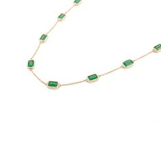 This is part of Chairish’s Fine Jewelry assortment.  Natural 5.41 Carat Octagon Emerald Everyday Chain Necklace in 14K Yellow Gold studded with octagon cut emerald. This stunning piece of jewelry instantly elevates a casual look or dressy outfit.  Emerald enhances the intellectual capacity. Designed with a octagon cut emerald set in bezel settings in center making a chain of the necklace to make you stand out of the crowd. This is a perfect Grandma Gift, Bridal Shower Gift, Mom Gift, Gift For Si Emerald Set, Dressy Outfit, Mother Daughter Gifts, Emerald Necklace, Grandma Gift, Modern Necklaces, Yellow Gold Chain, Gold Chain Necklace, Silver Chain Necklace