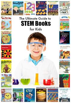 STEM Books for Children: Science books, Technology Books, Engineering Books, and Math Books for kids. A great collection of fiction and non-fiction books for including STEM in your library. Books About Science, Homeschool Stem, Stem Activities For Kids, Stem Books For Kids, Engineering Books, Stem Books, Stem Ideas, Robotics Engineering