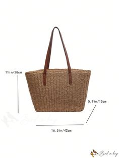 BirdinBag - Double-Handled Oversized Straw Tote with Ample Storage Large Capacity Rectangular Straw Bag, Casual Large Capacity Rectangular Straw Bag, Casual Large-capacity Rectangular Straw Bag, Casual Brown Rectangular Beach Bag, Brown Rectangular Hobo Bag, Large Rectangular Casual Bag, Large Rectangular Casual Bags, Casual Brown Rectangular Straw Bag, Casual Brown Rectangular Hobo Bag