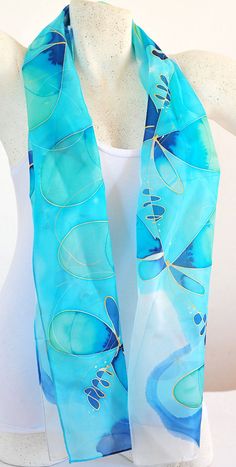 Silk Scarf Handmade Unique Silk Accessories Gift Idea | Etsy Elegant Handmade Summer Scarves, Elegant Blue Silk Scarf For Beach, Silk Scarves For Summer Gifts, Silk Scarves As Summer Gifts, Handmade Silk Scarf Summer Gift, Handmade Silk Scarf As Summer Gift, Artistic Handmade Blue Silk Scarf, Elegant Handmade Silk Scarf For Summer, Elegant Handmade Blue Scarves