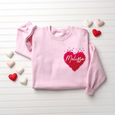 "Custom Text Heart Valentines Day Sweatshirt, Personalized  3D Heart Shirt,Gift for Her,Heart Shirt, Your Name Heart Hoodie, Mom Wife Gifts *PLEASE READ ORDERING INSTRUCTIONS BEFORE PURCHASING* \"CUSTOMIZATION\" If you are looking for a specific shirt style, design or color not offered in my stre, please let me know. \"RETURNS / EXCHANGES\" Unfortunately, due to the customization of the shirts we are unable to accept returns or exchanges on merchandise. In case of dispute, the buyer pays the ret Valentines Day Sweatshirt, Custom Sweaters, Wife Gifts, Heart Valentines, Heart Hoodie, 3d Heart, Comfy Shirts, Heart Shirt, Personalized Shirts