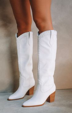 Billini Finley Cowboy Boot ~ White How Many Bridesmaids, White Cowboy Boots, Girls Together, Cute Boots, Halter Mini Dress, Knee High Leather Boots, White Boots, Cowboy Boot, Show Me Your Mumu