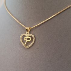 14kt Gold-Filled 5a Stones Very High Quality Initial Necklace. Perfect Gift For You Or Your Loved Ones. Initial Necklace P, P Initial Necklace, P Necklace, P Initial, Heart Shape Necklace, Red Pendants, Heart Shaped Necklace, Long Beaded Necklace, Gold Necklace Women