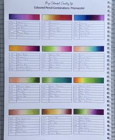 the color code book is open to show it's colors and their names,