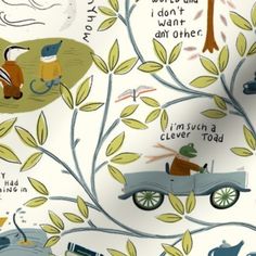 a wallpaper with animals and cars on it