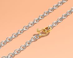 14kt Yellow Gold Diamond Shackle Bit 14kt Yellow Gold Hoop Sterling Silver Chain Small Lobster Clasp Standard 17" in Length Available for Pre-Order M029NS-2 Coming from a long line of prominent US jewelers and “Pearl” men -- Vincent has honed his ancestral expertise into unique, truly organic one-of-a-kind fine jewelry creations. The Vincent Peach jewelry collection is uniquely handcrafted combining the casual elegance of leather and the extraordinary beauty of diamonds and pearls. A native and Elegant White Gold Chain Necklace For Everyday Luxury, Elegant Everyday White Gold Chain Necklace, Elegant Everyday Luxury White Gold Chain Necklace, Fine Jewelry Rose Gold Cable Chain Necklace, Elegant Sterling Silver Cable Chain Necklace, Elegant Yellow Gold Chain Necklace For Everyday Luxury, Elegant Polished Pendant Chain Necklace, Refined Silver Necklace With Polished Finish, Luxury Silver Link Chain Necklace