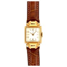 This women's wristwatch from LIP embodies a timeless retro charm. With its sculpted rectangular yellow gold case, it combines elegance and sophistication. The case has a smooth finish that enhances the classic design of the watch. The square white dial brings a fresh and modern touch to this retro watch. It is designed with meticulous attention to detail, featuring clear and legible hour and minute numerals. The brown leather strap adds a touch of warmth and sophistication to the ensemble. It is carefully crafted to provide optimum comfort while enhancing the retro style of the watch. The high quality leather is durable and long lasting, ensuring a long life for this exceptional piece. This LIP ladies' watch is also a symbol of authenticity and quality. It is marked with a master stamp, a Retro Watches, Brown Leather Strap, Gold Case, Women Wrist Watch, White Dial, Retro Stil, Style Retro, High Quality Leather, Womens Watches