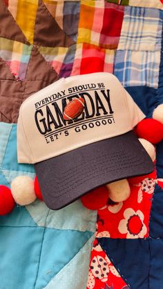 Score a touchdown with the Everyday Should Be Game Day Football Trucker Hat! This trucker hat features a playful embroidered saying and a football, perfect for game day. With its adjustable fit, black brim, and cream body, this hat is the perfect accessory for any game day outfit. Don't wait for game day, make everyday a game day with this cute and quirky hat! *All Sales Final on Accessories. Game Day Football, Game Day Outfit, Cream Body, Gift Card Exchange, Girl With Sunglasses, A Football, Gameday Outfit, Oversized Jacket, Day Outfit