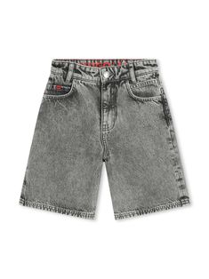 grey cotton denim logo patch to the rear belt loops concealed fly and button fastening classic five pockets Clothing Logo Inspiration, Rubber Label, Boys Denim Shorts, Cute Online Clothing Stores, Jeans Patch, Karl Lagerfeld Kids, Bermuda Jeans, Stylish Pants, Clothing Mockup