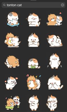 the sticker sheet shows cats and kittens in different positions, including one with its head