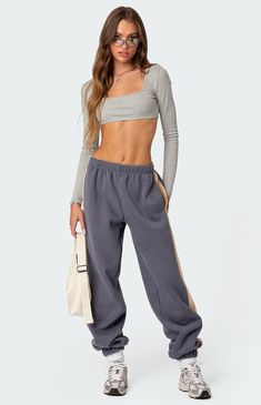 Edikted Saturn Oversized Sweatpants | PacSun Sweatpants Oversized, Oversized Sweatpants, Visionary Fashion, Swimwear Dress, Ribbed Crop Top, Christmas 2023, Womens Loungewear, Side Stripe, Bottom Clothes