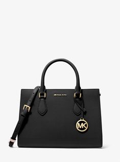 Sheila Medium Faux Saffiano Leather Satchel Black Michael Kors Purse, Classic Designer Handbags, Sac Michael Kors, Michael Kors Bag Black, Michael Kors Satchel, Michael Kors Handbag, Bags Michael Kors, Michael Kors Crossbody Bag, Michael Kors Outlet