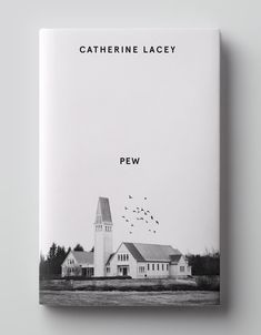 the front cover of a book with an image of a church and birds flying over it