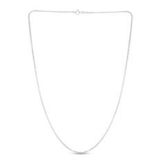 This stylish necklace features dynamic semi-solid rolo links fashioned of 14K white gold. The necklace is 20 inches long, is secured with a spring ring clasp and the links are approximately 2.0mm wide. Classic Jewelry With Rolo Chain Link, Classic White Link Chain Necklace, Classic White Cable Chain Necklace, White Link Necklace With Silver Chain, Classic White Round Chain Necklace, Classic Rolo Chain Necklace, Classic Chain Necklace With Rectangular Rolo Links, Classic Jewelry With Rolo Chain And Oval Link, Classic Sterling Silver Necklace With Rolo Chain