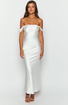 Ella White Off Shoulder Formal Dress – Beginning Boutique US Dressy Off-shoulder Evening Dress For Formal Events, Fitted Off-shoulder Evening Maxi Dress, Off-shoulder Midi Dress For Wedding And Prom Season, Elegant Midi Dress With Straight Neckline For Prom, Fitted Off Shoulder Evening Dress For Wedding, Elegant Off Shoulder Evening Dress For Formal Occasions, Chic Off-shoulder Fitted Floor-length Dress, Elegant Fitted Off Shoulder Dress For Wedding, White Maxi Off-shoulder Dress For Party