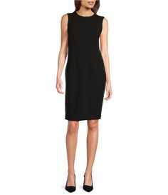 From Calvin Klein&#x2C; this dress features:Crew necklineSleevelessSeamed frontAbove kneeCenter back zipperPolyester/spandexDry cleanImported. Calvin Klein Sheath Dress, Fitted Sheath Mini Dress By Calvin Klein, Elegant Calvin Klein Sheath Mini Dress, Calvin Klein Black Knee-length Dress, Calvin Klein Fitted Sleeveless V-neck Dress, Scuba Dress, Sleeveless Sheath Dress, Dress 16, Cocktail Dress Party