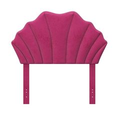 a pink headboard with scallop design on the top and bottom, in front of a white background