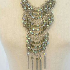 Featured On This Gorgeous Necklace Are Sparkling Crystalline Beads Strung Together In A Chain Mail Style Statement Tapering Down To 5 Chain Link Tassels. Necklace Measures At 18". The Bib Statement Measures At 6.75" X 8" At Its Widest And Longest Points. Chain Mail, Bead Stringing, Bib Necklace, Style Statement, Coldwater Creek, Gorgeous Necklaces, Chain Link, Womens Jewelry Necklace, Cold Water