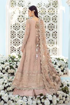 Designer Maxi Dress With Floral Embroidery, Luxury Embroidered Dress For Reception, Designer Dresses With Floral Embroidery For Eid, Luxury Floor-length Dresses With Intricate Embroidery, Traditional Pearl Embroidered Dresses For Designer Wear, Traditional Designer Dresses With Pearl Embroidery, Traditional Pearl Embroidery Dress For Designer Wear, Designer Embroidered Maxi Length Dress, Designer Maxi Dress With Embroidery