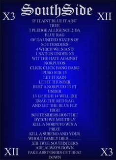 a blue poster with the words southside on it