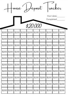 the house deposit tracker is shown in black and white, with numbers on each side