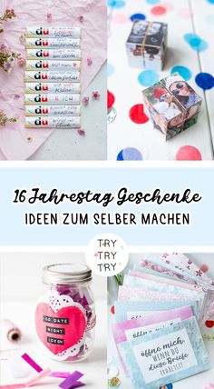 the collage shows different types of cards and envelopes, with text that reads iden zu selber machen