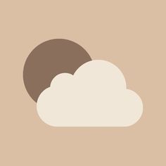 two brown and white clouds on a tan background with the sun in the sky above them