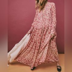 New Without Tags: Free People Pink Floral Sheer Dress- Size Xl Light And Airy Maxi Dress From Free People. Oversized Fit With A Drop Waist. Can Be Dressed Up Or Down. Light Pink With A Darker Pink Floral Pattern. Cute Buttons Down The Front That Can Be Worn Open Or Closed. Bohemian Maxi Dress With Floral Print In Relaxed Fit, Bohemian Floral Print Relaxed Fit Dress, Bohemian Floral Print Relaxed Dress, Bohemian Relaxed Fit Floral Print Dress, Pink Floral Print Dress With Relaxed Fit, Bohemian Loose Floral Print Dress, Bohemian Loose Dresses With Floral Print, Loose Bohemian Dress With Floral Print, Loose Bohemian Floral Print Dress