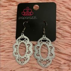 New With Tag , Has A Fishhook Style Earring Back Elegant Metal Jewelry With Fish Hook, Elegant Metal Jewelry With Hook Closure, Metal Fish Hook Earrings, White Drop Earrings With Fish Hooks, Jewelry White, Paparazzi Jewelry, Earrings Color, Fish Hook, Earring Backs