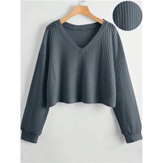 -Item Id 27137256 -Sleeve Type: Drop Shoulder -Style: Casual -Color: Grey -Pattern Type: Plain -Neckline: V Neck -Sleeve Length: Long Sleeve -Length: Regular -Fit Type: Loose -Fabric: Non-Stretch -Material: Knitted Fabric -Composition: 97% Polyester, 3% Elastane -Care Instructions: Machine Wash Or Professional Dry Clean -Sheer: No **Open To Offers!!!** **Bundle To Save More** **30% Off Bundles Of 2 Or More Items!!** ***Orders Go Out Within 5-10 Business Days!! Thank You For Your Patience!! Multiple Sizes And Colors Available In Most Styles Don't See Your Size Or Color Listed, Just Ask. Grey Shirts Women, Loose Fabric, Boutique Tops, Grey Pattern, Grey Shirt, Fall Winter Outfits, Go Out, Dance Costumes, Sleeve Type