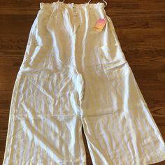 Stoney Clover X Target Linen Jumper Size S, White And Yellow Stripe Nwt White Jumpsuits And Rompers With Pockets For Vacation, White Vacation Jumpsuits And Rompers With Pockets, White Wide Leg Jumpsuits And Rompers For Beach, White Wide-leg Jumpsuits For Day Out, Cotton Bottoms With Pockets For Brunch, Yellow Wide Leg Jumpsuits And Rompers For Spring, Spring Yellow Wide-leg Jumpsuits And Rompers, Summer Cotton Pants For Brunch, Yellow Wide-leg Jumpsuits For Spring