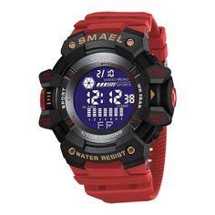 SMAEL 8050 Waterproof Military Digital Watch - Digital LED Big Dial Product Description: The SMAEL 8050 Military Digital Watch combines rugged military style with modern functionality. Featuring a big LED digital display, 50m waterproof rating, and durable shockproof design, this watch is built for adventure. Specifications Brand: SMAEL Model: 8050 Movement Type: Electronic movement Weight: 68g Case Diameter: 57mm Case Thickness: 19mm Waterproof Grade: 50 meters (5 ATM) Band Width: 22mm Total Strap Length: 245mm Key Features 1. Large LED Digital Display The big LED display makes it easy to read the time in any condition. The bright backlight ensures visibility during nighttime or low-light environments, ideal for both casual wear and outdoor activities. 2. Military-Grade Durability Built w Mens Watches Military, Light Watch, Simple Watches, Mens Sport Watches, Military Watches, Waterproof Watch, Waterproof Led, Sports Watch, Aruba