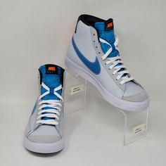 Nike Blazer Mid 77 Fd0297-001 Pure Platinum Laser Blue Sneaker Gs Size 6.5y New New Without Box Shoes Nike Blazer, Blue Lightning, Nike Blazer Mid 77, Nike Blazer Mid, Nike Blazers Mid, Blazer Mid, Nike Blazer, Blue Sneakers, Profile Pic