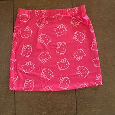 This Pink Hello Kitty Pencil Skirt Is Super Adorable And Adds A Fun Touch To Any Outfit. It Is Pink With White Outlines Of Hello Kitty Faces. Hello Kitty Skirt, Hello Kitty Pencil, High Waisted Jean Skirt, Shein Skirts, Shiny Skirts, Short Pencil Skirt, Maxi Pencil Skirt, Brown Leather Skirt, Knee Length Skirt Pencil