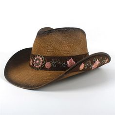 Have some fun on your weekend ride or girls night out.Brim size: 7CMHat size: 57CM adjused sizeHeight: 12CM Cowgirl Sombrero, Coast Cowgirl, Tilley Hat, Cowboy Hat Styles, Embroidery Hats, Hat For Summer, Jazz Hat, Straw Cowboy Hat, Chapeau Cowboy