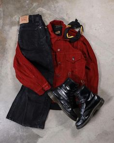 #winteroutfits #outfitinspo #winterfashion Red Aesthetic Outfits, Big Guy Outfits, Outfits Masc, Cold Wear, Hype Clothing, Streetwear Fits, Swag Outfits Men, Vintage Clothing Stores, Street Fashion Men Streetwear