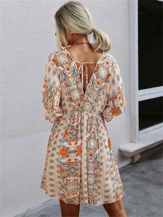 V-neck Waist Print Dress Print Dresses Printed V-neck Dress For Day Out, Flowy V-neck Boho Print Dress, Fall V-neck Sundress Midi Dress, Casual Printed V-neck Mini Dress, Multicolor Boho Print V-neck Dress, Multicolor V-neck Mini Dress With Boho Print, Multicolor V-neck Boho Dress, Casual V-neck Boho Print Sundress, Flowy V-neck Sundress