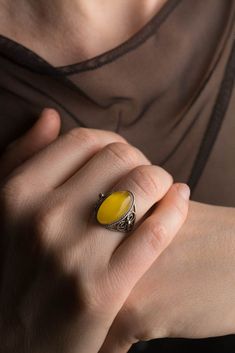 Perfect gift for any occassion! Suprise your loved ones with this vintage handmade gemstone ring! Very aesthetic and elegant style! All our items have been handmade with love and care more than 35 years ago by our family member - uncle Alfreds Holsts using the amber from the coast of the Baltic Sea, which is the best-known and called succinite amber for containing a substantial amount of succinic acid. As the amber is as nature has made it - unique, it might have inclusions, natural cracks, blem Handmade Antique Jewelry Gift, Elegant Amber Crystal Ring, Antique Open Ring Jewelry For Gift, Bohemian Style Open Crystal Ring Gift, Antique Handmade Open Ring, Elegant Amber Cabochon Ring, Bohemian Open Ring Jewelry Gift, Unique Amber Wedding Rings, Elegant Amber Rings For Gifts