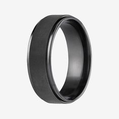 a black wedding band with a gray center