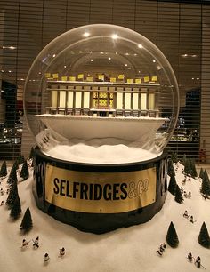 a snow globe in the middle of a building