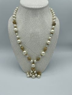 White Faux Pearl AB Crystal Necklace