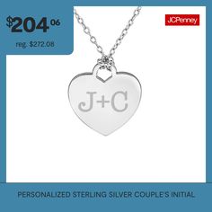 Features: Monogrammable, PersonalizedJewelry Closure: Spring Ring ClaspLink Construction: SolidShape: HeartMetal Color: WhiteChain Length: 18 InchChain Width: 1.25 MillimetersPendant Length: 16mmPendant Width: 17mmChain Construction: CableMetal: Sterling SilverNecklace Type: Name NecklacesAssembled in the US from Imported Materials Customizable Heart Pendant Charm Necklace For Anniversary, Customizable Heart Charm Necklaces For Anniversary, Personalized Sterling Silver Heart Necklace For Gift, Customizable Silver Heart Jewelry, Heart Cut Initials Jewelry For Anniversary, Name Jewelry For Valentine's Day Wedding Gift, Name Jewelry For Wedding Gift On Valentine's Day, Heart Pendant Necklace With Initials For Anniversary, Silver Heart Cut Name Jewelry